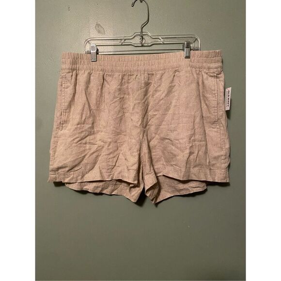 Old Navy Beige Cream Pull On Linen Blend High Rise Shorts Size XL NWT - Picture 1 of 5